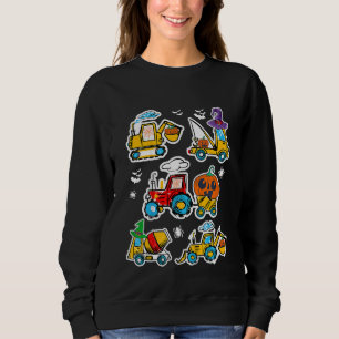 Kids Construction Vehicle Halloween Crane Truck Pu Sweatshirt