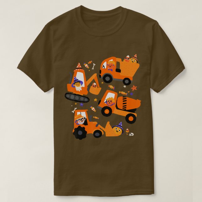 Kids Construction Vehicle Halloween Crane Truck Pu T-Shirt (Design Front)