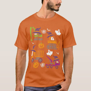 Kids Construction Vehicle Halloween Crane Truck Pu T-Shirt
