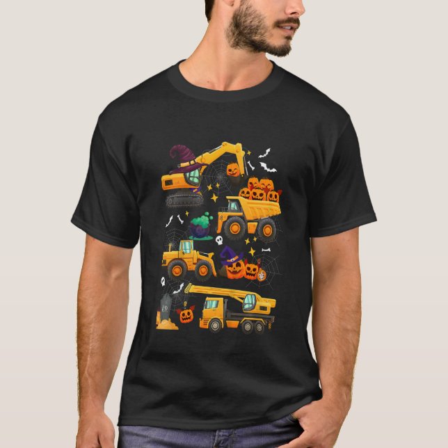 Kids Construction Vehicle Halloween Crane Truck Pu T-Shirt (Front)