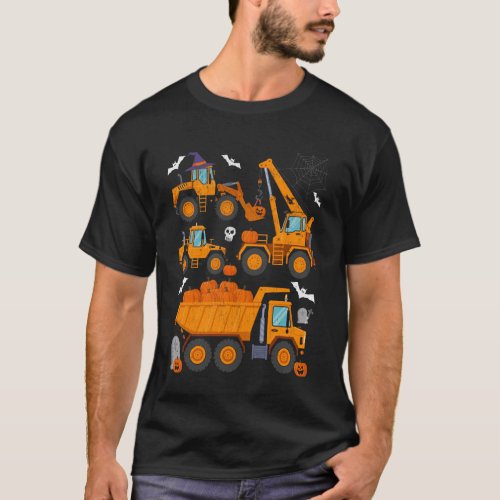 Kids Construction Vehicle Halloween Crane Truck Pu T-Shirt