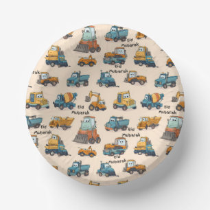 Kids Construction Vehicle Paper Bowls Cute Trucks