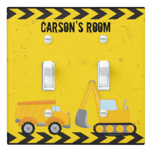 Kids Construction Vehicle Personalized Boys Room Light Switch Cover