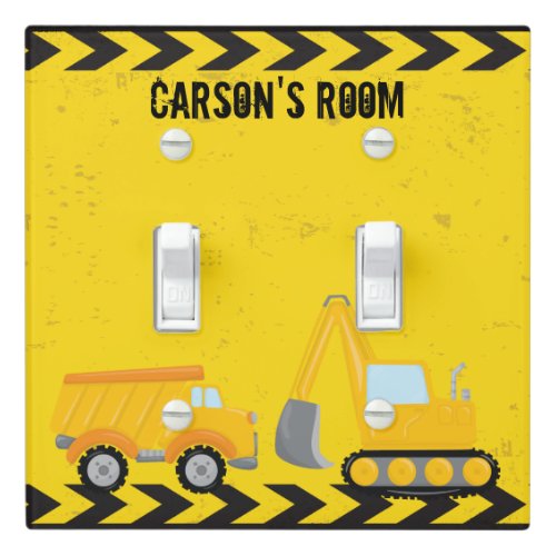 Kids Construction Vehicle Personalized Boys Room Light Switch Cover