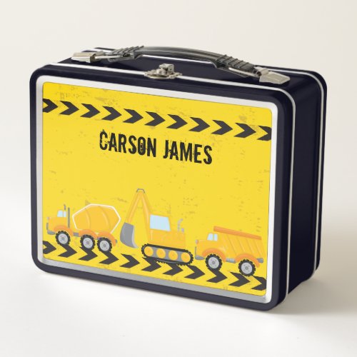 Kids Construction Vehicle Personalized Dump Truck Metal Lunch Box
