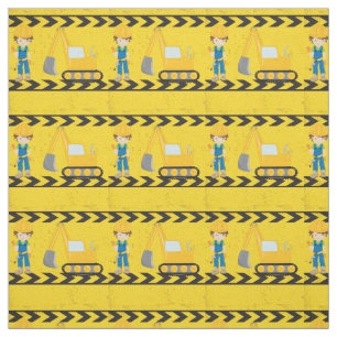Kids Construction Vehicle Yellow Little Boys Fabric