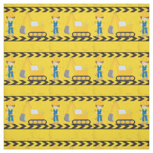 Kids Construction Vehicle Yellow Little Boys Fabric