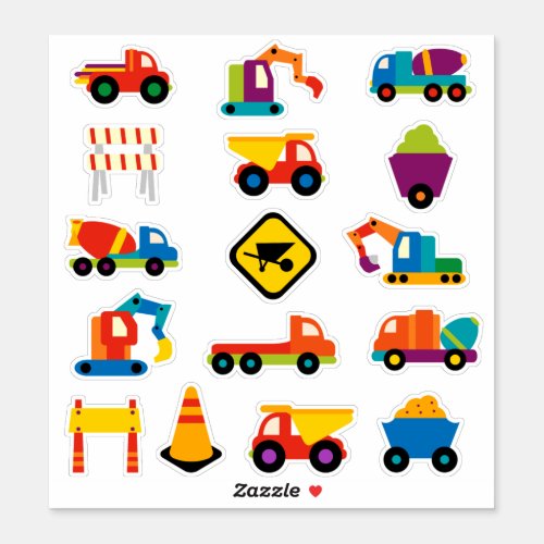 Kids Construction Vehicles Sticker