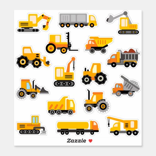 Kids Construction Vehicles Sticker