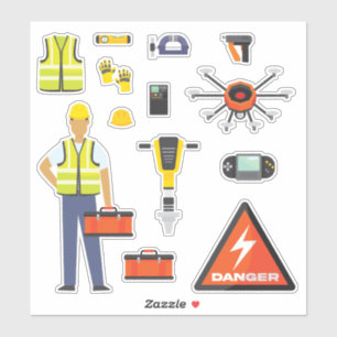 Kids Construction Worker Tools Sticker