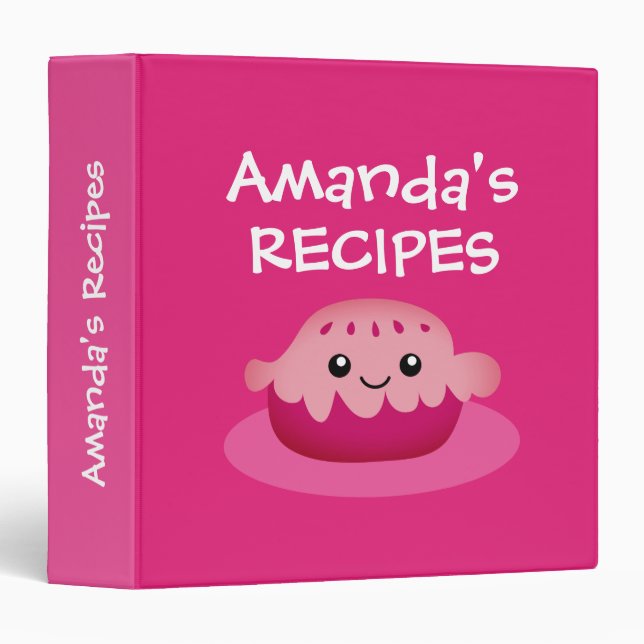Kid's cooking and baking Birthday party recipe 3 Ring Binder (Front/Spine)