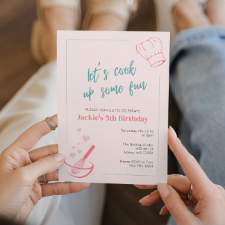 Kids Cooking Baking Birthday Party Invitation 