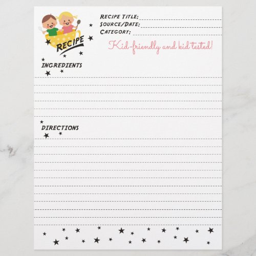 Kids cooking flying teacup recipe letterhead