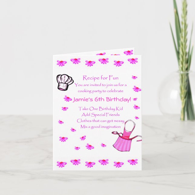 Kids Cooking Party Invitation Customize (Front)