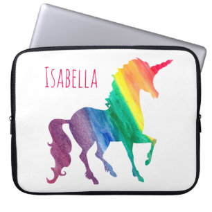 Kids Cool Colorful Watercolor Rainbow Unicorn Laptop Sleeve