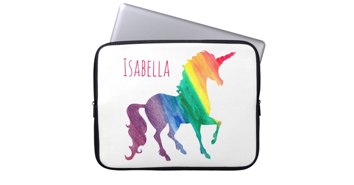 Download Kids Cool Colorful Watercolor Rainbow Unicorn Laptop Sleeve Zazzle Com
