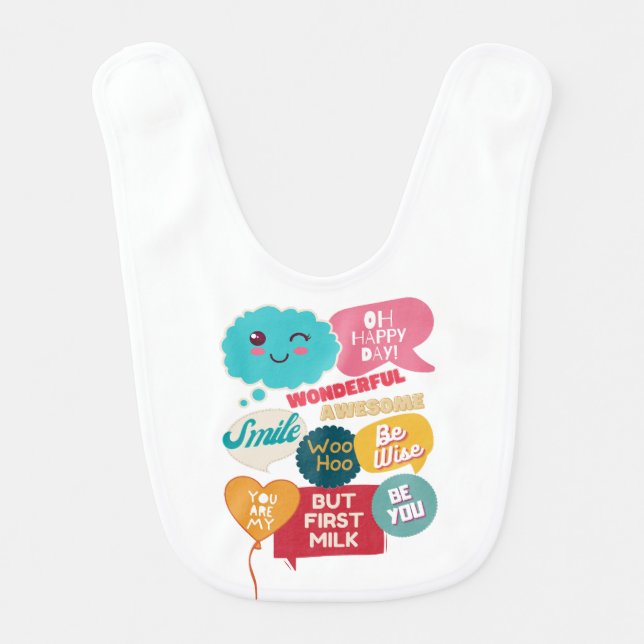 Kids Cool Cute Funny Motivational Sayings Words Baby Bib (Front)