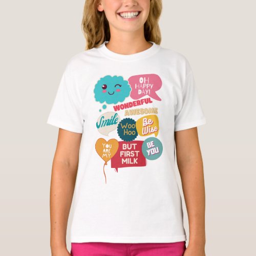 Kids Cool Cute Funny Motivational Sayings Words T_Shirt