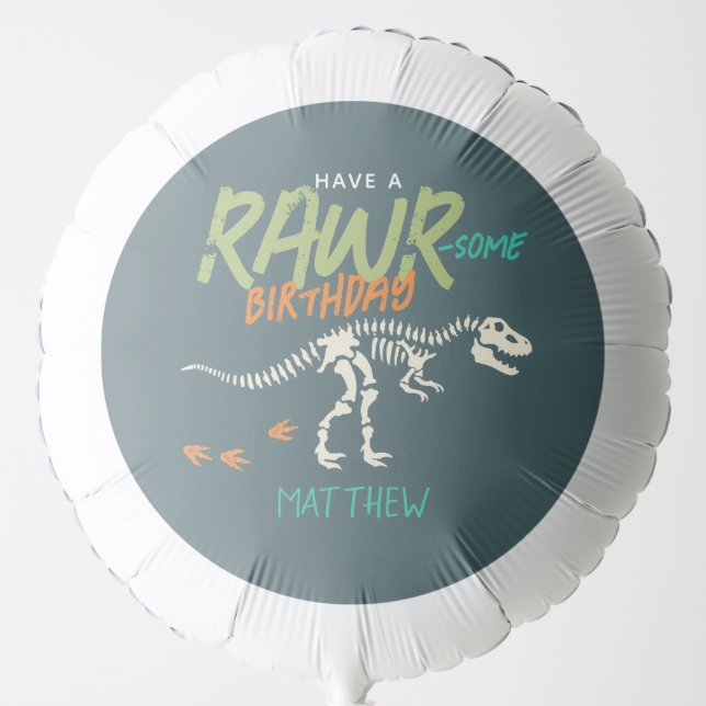 Kids Cool Dinosaur Dig Boys Birthday Balloon (Front)