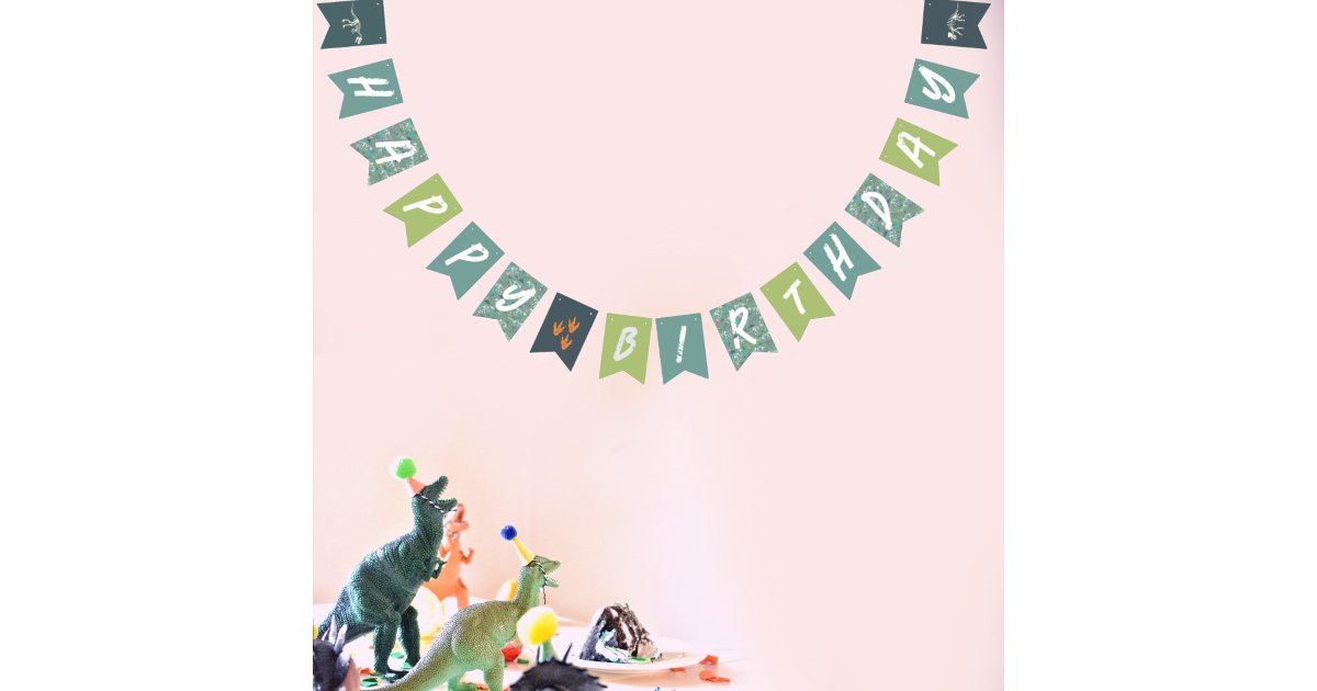 Kids Cool Dinosaur Dig Prehistoric Boys Birthday Bunting Flags | Zazzle