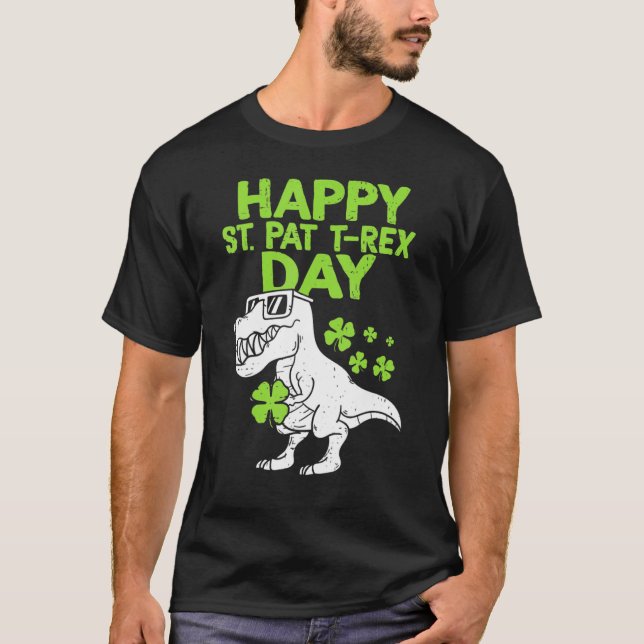 Kids Cool Happy St. Pat-trex Day St. Patricks Day  T-Shirt (Front)