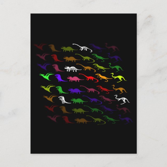 Kids cool rainbow colorful cute dinosaur holiday postcard (Front)