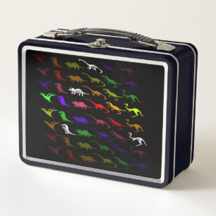 Kids cool rainbow colorful cute dinosaur metal lunch box