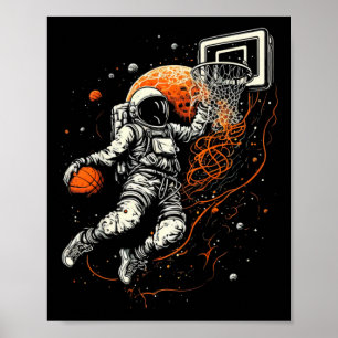 Kids Cool Space Bysketbyll With Astronaut  Poster