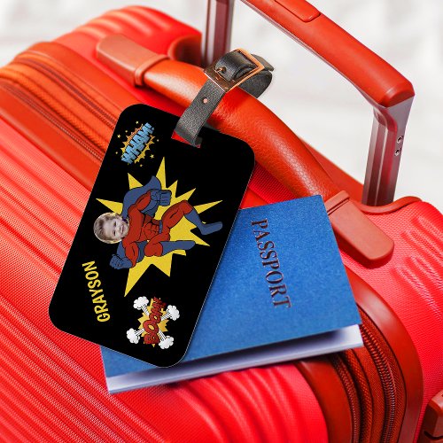 Kids Cool Superhero Photo Luggage Tag