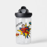 Kids Cool Superhero Photo Water Bottle<br><div class="desc">This superhero themed water bottle which transforms your child into a superhero is perfect for kids at school or on the go. The bottle features, a superhero with their photo incorporated and their name. The font styles, sizes and colors can be changed after personalizing by clicking on the customize further...</div>