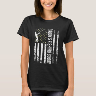 Kids Cool Usa Patriotic Daddy's Fishing Buddy Youn T-Shirt