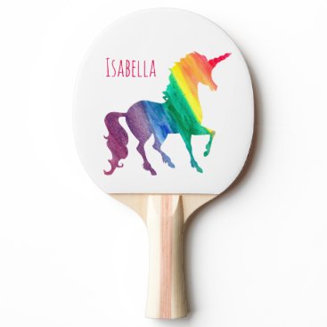 Download Kids Cool Watercolor Rainbow Unicorn Beautiful Ping Pong Paddle On Customgiftsmaker Com