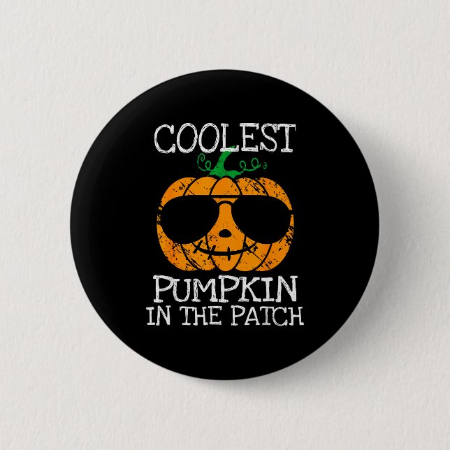 Kids Coolest Pumpkin In The Patch Halloween Boys G Button (Front)