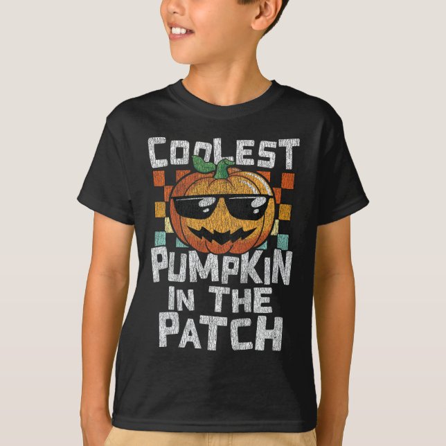 Kids Coolest Pumpkin In The Patch Toddler Boys Hal T-Shirt (Front)