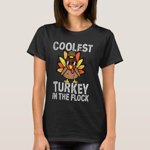 Kids Coolest Turkey In The Flock Toddler Thanksgiv T_Shirt