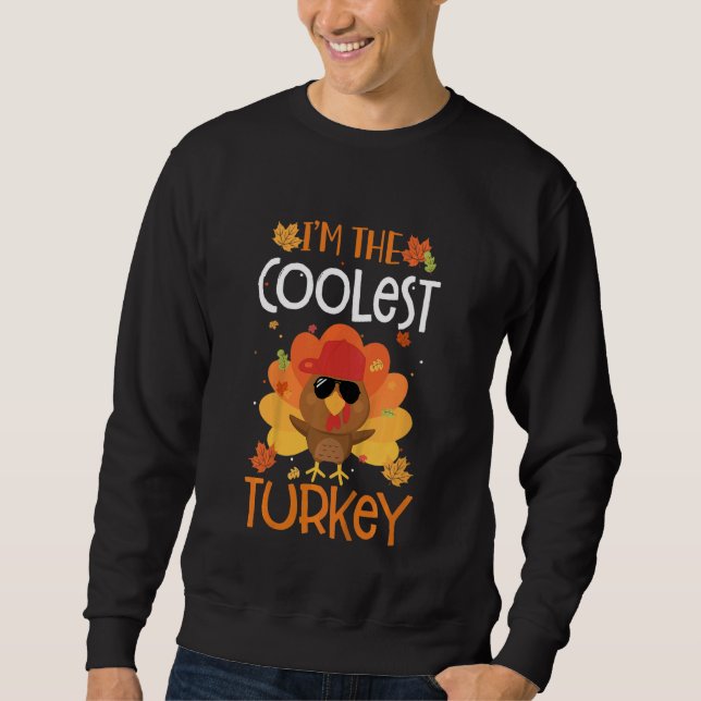 Kids Coolest Turkey In The Flock Toddlers Boys Tha Sweatshirt (Front)