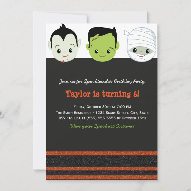 Kids costume Halloween Birthday Invitation VI (Front)