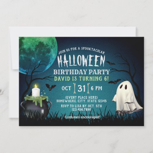Kids Costume Halloween Birthday Party Invitation