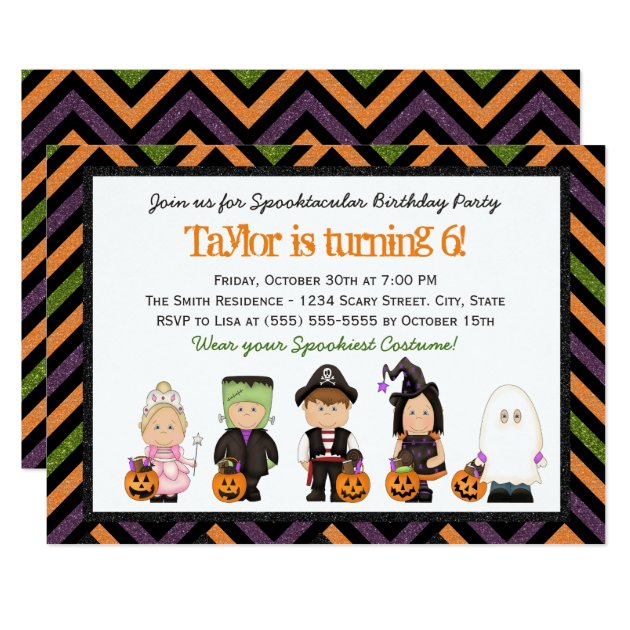 Kids Costume Halloween Birthday Party Invitation I