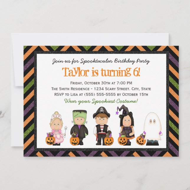 Kids costume Halloween Birthday Party Invitation I (Front)