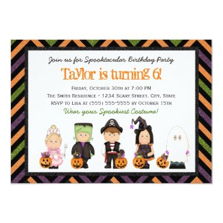Kids costume Halloween Birthday Party Invitation I