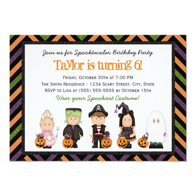 Kids Costume Halloween Birthday Party Invitation I