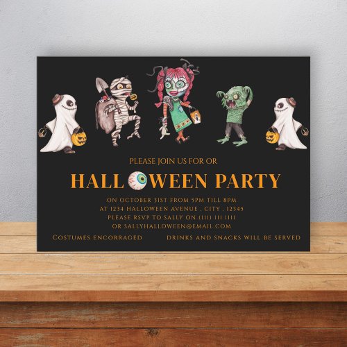 kids costume halloween party  invitation