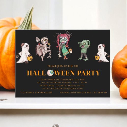 kids costume halloween party  invitation