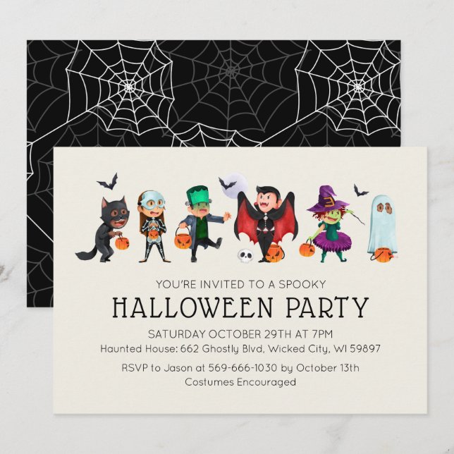 Kids Costume Party Halloween Invitation (Front/Back)