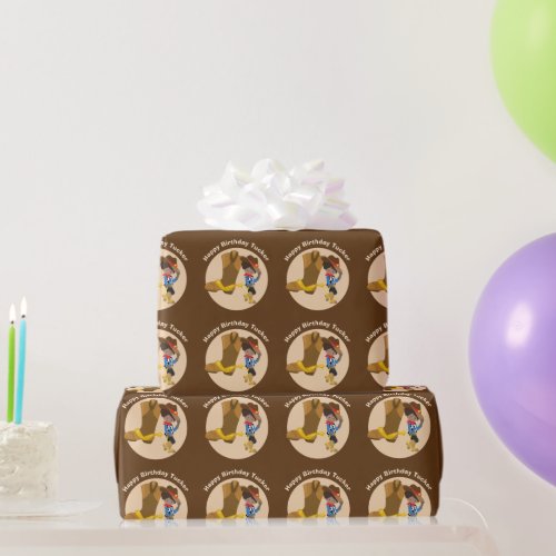Kids Cowboy Birthday Party Personalized Boys Name Wrapping Paper