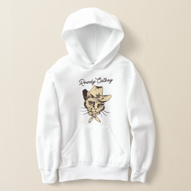 Kids' Cowboy Cat Hoodie (Laydown)