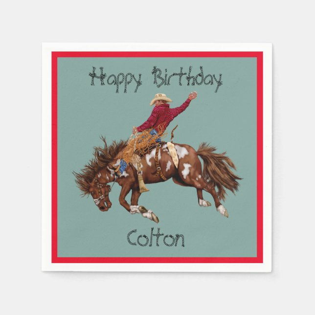 Kids Cowboy rodeo birthday  Napkins (Front)