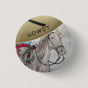 Kids cowboy theme ride a horse pony button