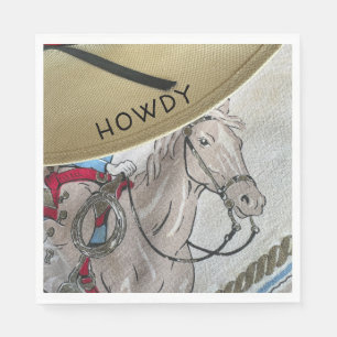 Kids cowboy theme ride a horse pony napkins